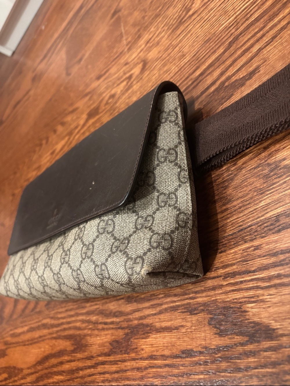 Gucci Brown Monogram Canvas & Dark Brown Leather Belt Bag - Picture 3 of 5